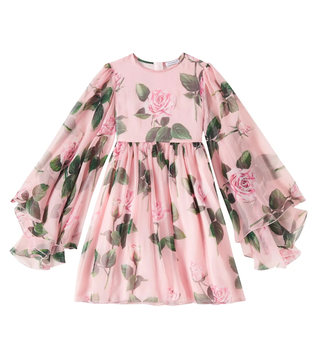 Dolce&Gabbana Kids - فستان من الشيفون الحريري بنقشة الأزهار