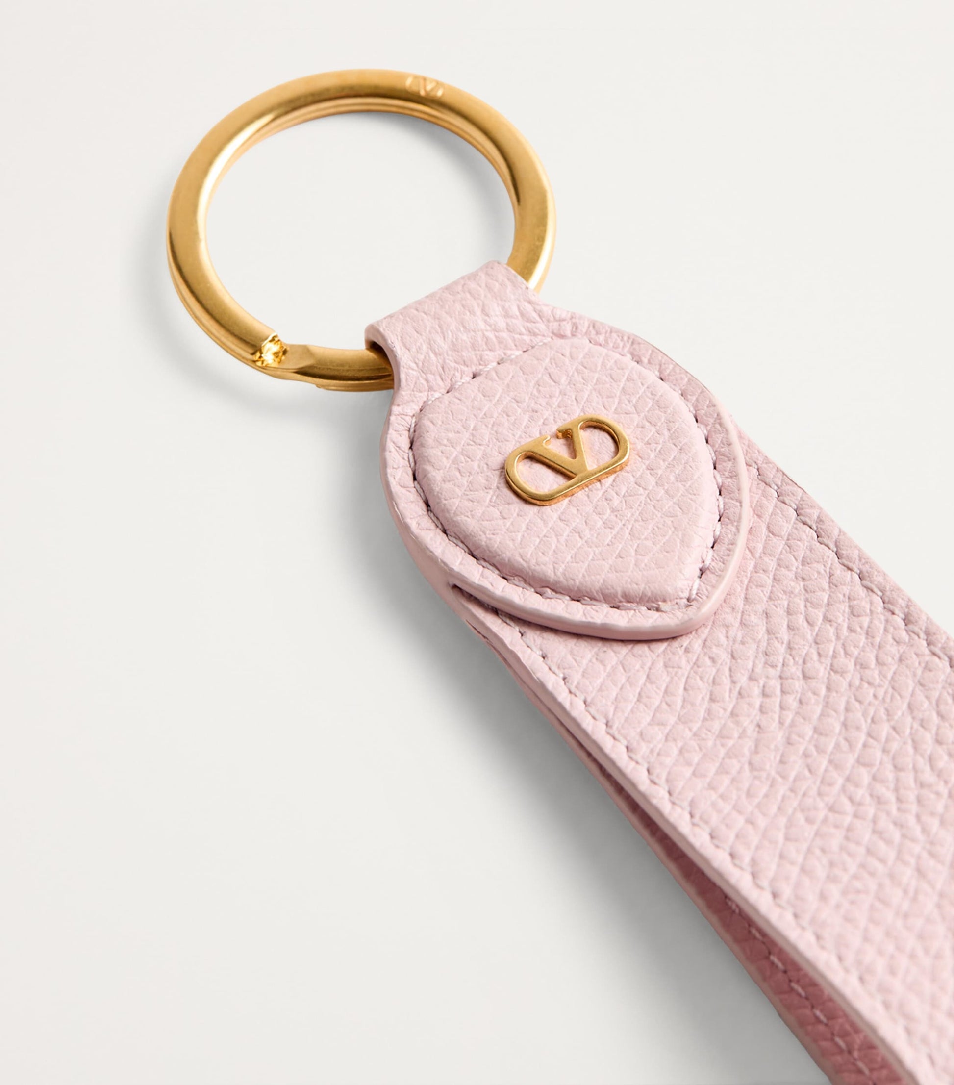 Valentino Garavani Pink Leather VLogo Keychain