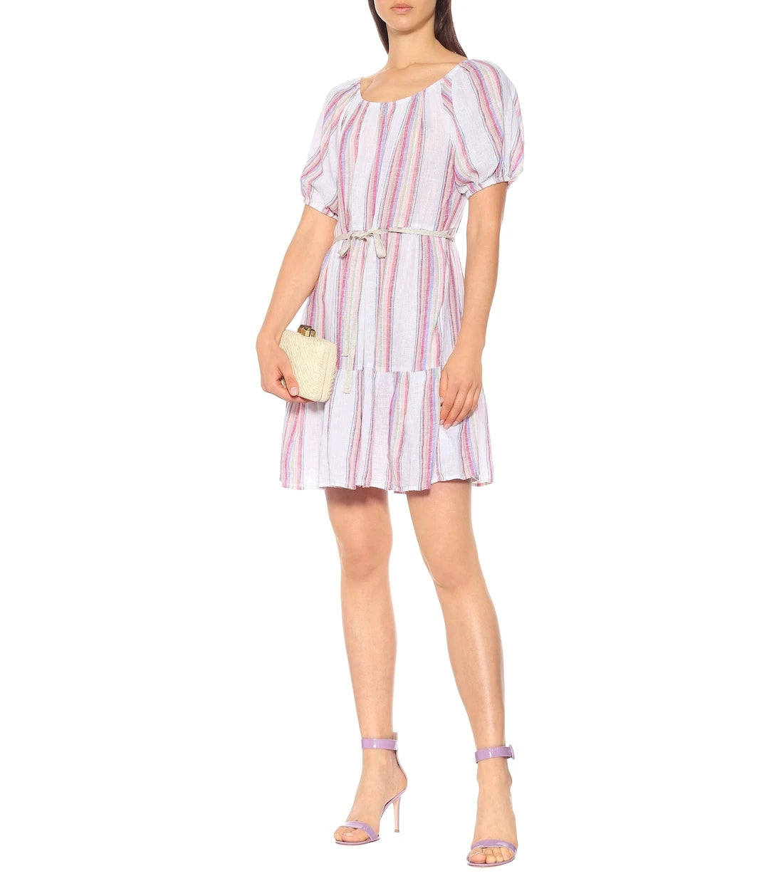 Velvet - Cinthia striped linen-blend minidress