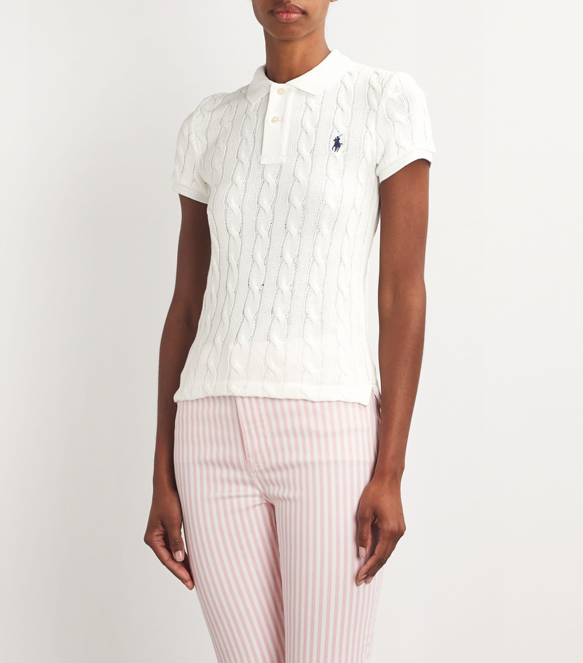 Polo Ralph Lauren White Cable-Knit Polo Shirt