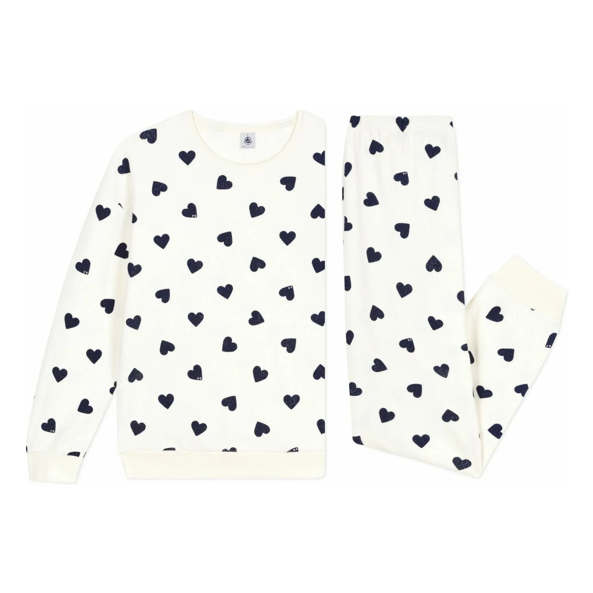 Petit Bateau - Sponge hearts pyjamas | Ecru