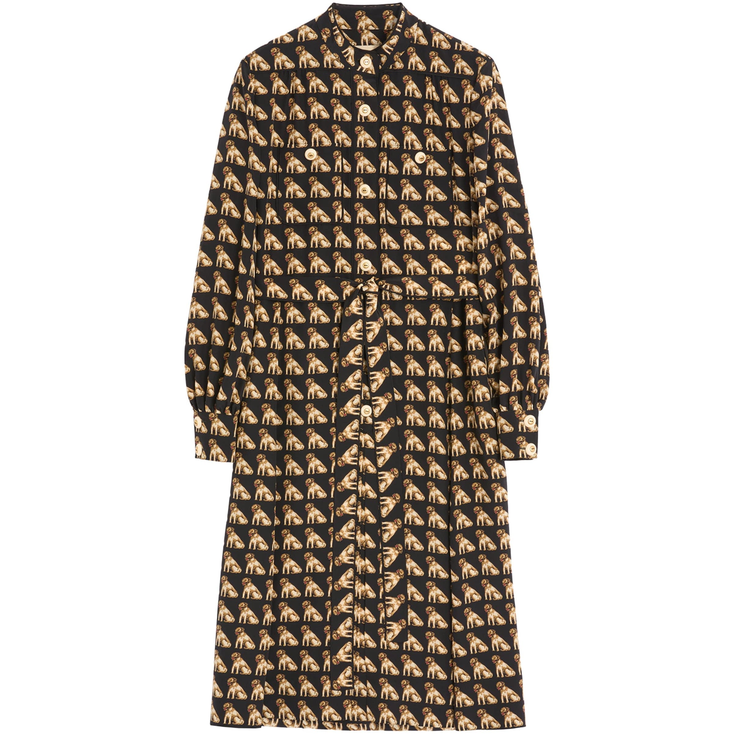 Valentino Multi Silk Dog Print Midi Dress