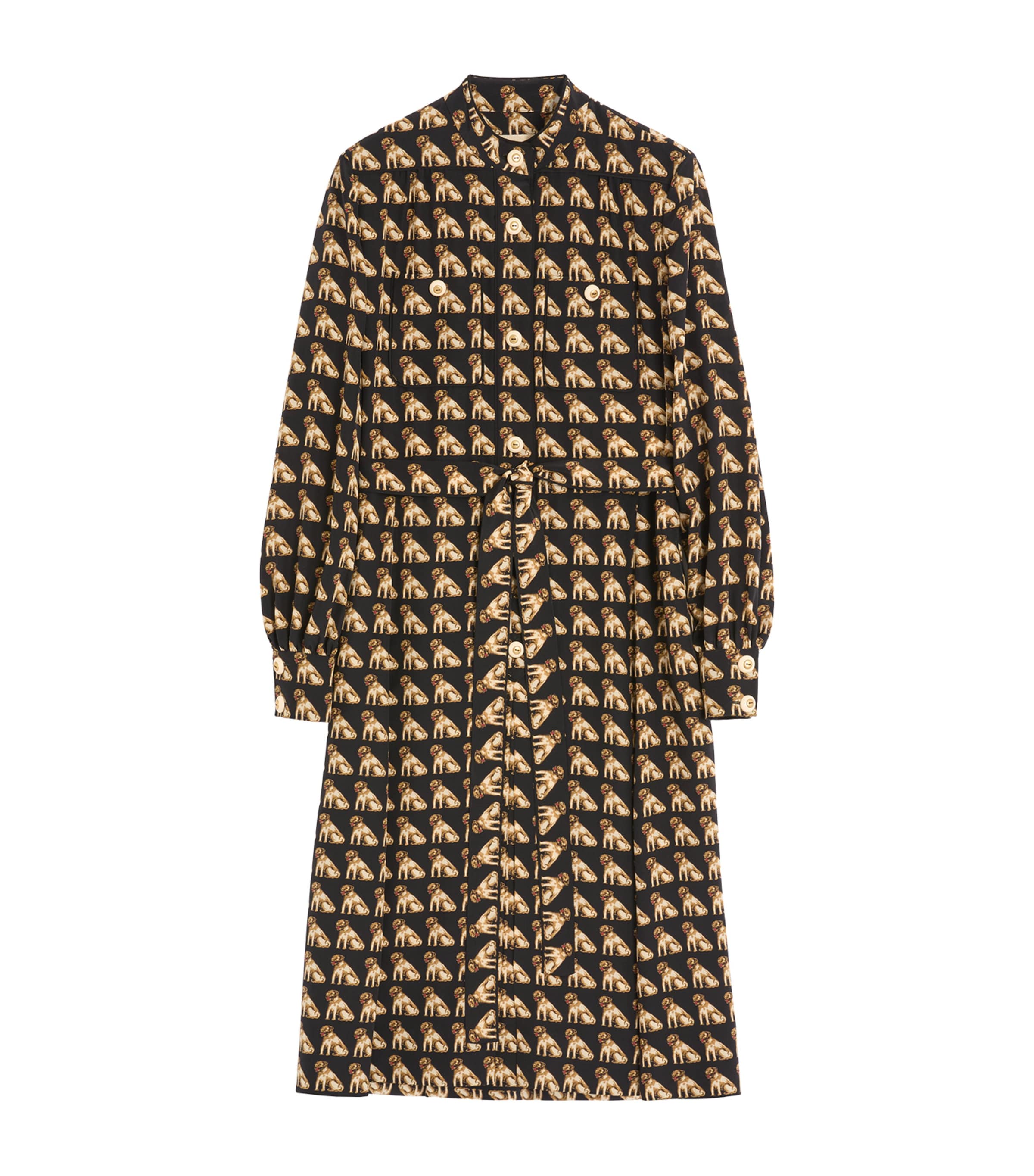 Valentino Multi Silk Dog Print Midi Dress