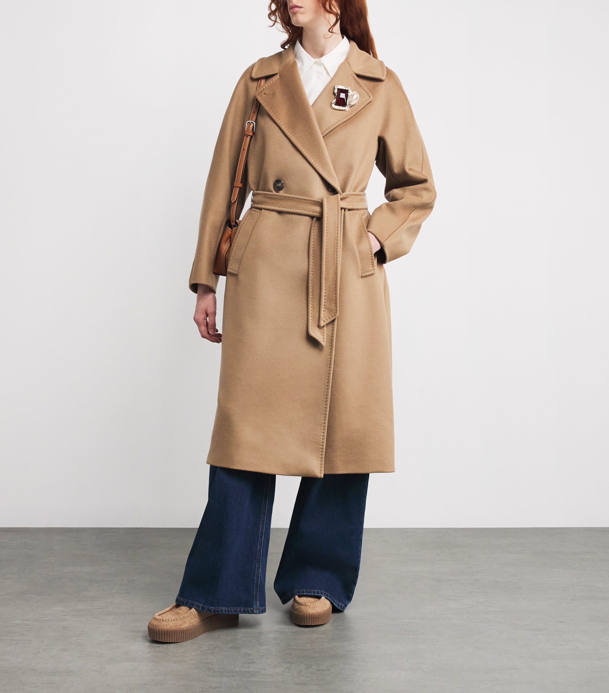 Weekend Max Mara Beige Virgin Wool Double-Breasted Coat
