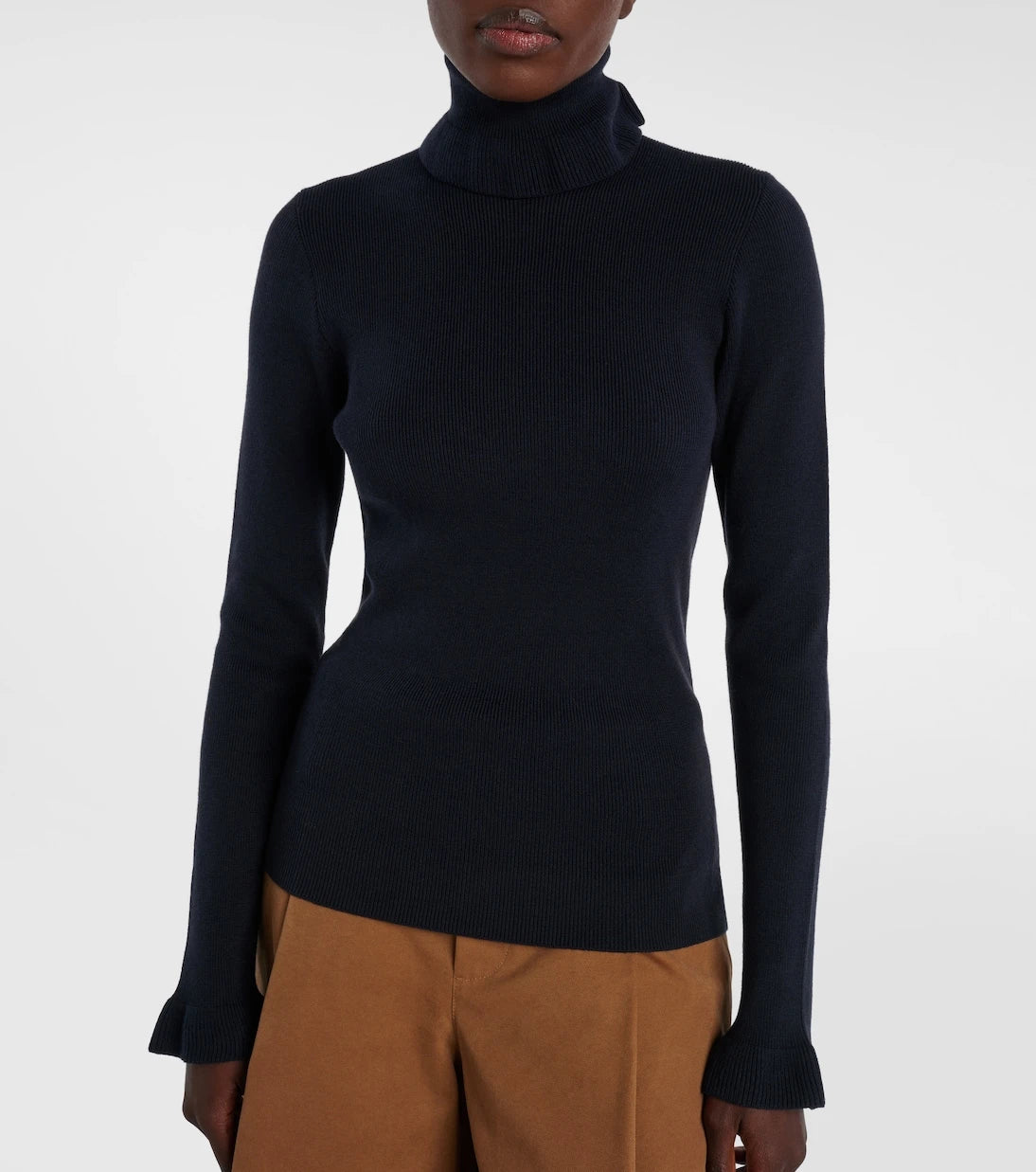 Chloé - Ribbed-knit cotton and wool turtleneck sweater