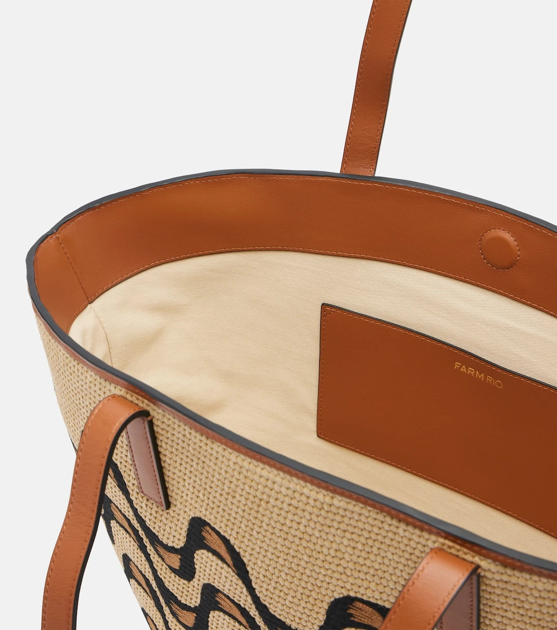 Farm Rio - Basket Large leather-trimmed tote bag