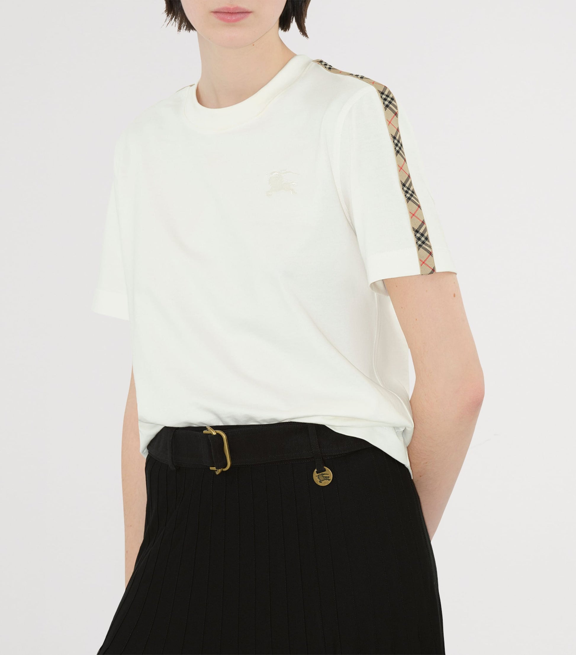 Ivory Cotton Stripe-Trim EKD T-Shirt