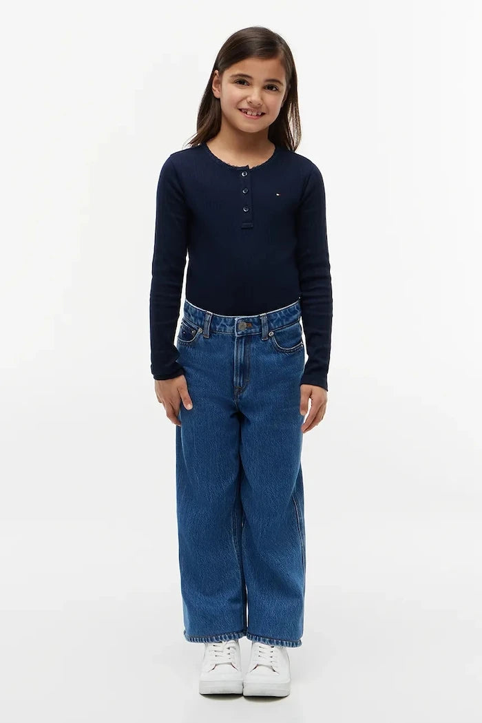 Tommy Hilfiger çocuklar için pamuklu uzun kollu bluz