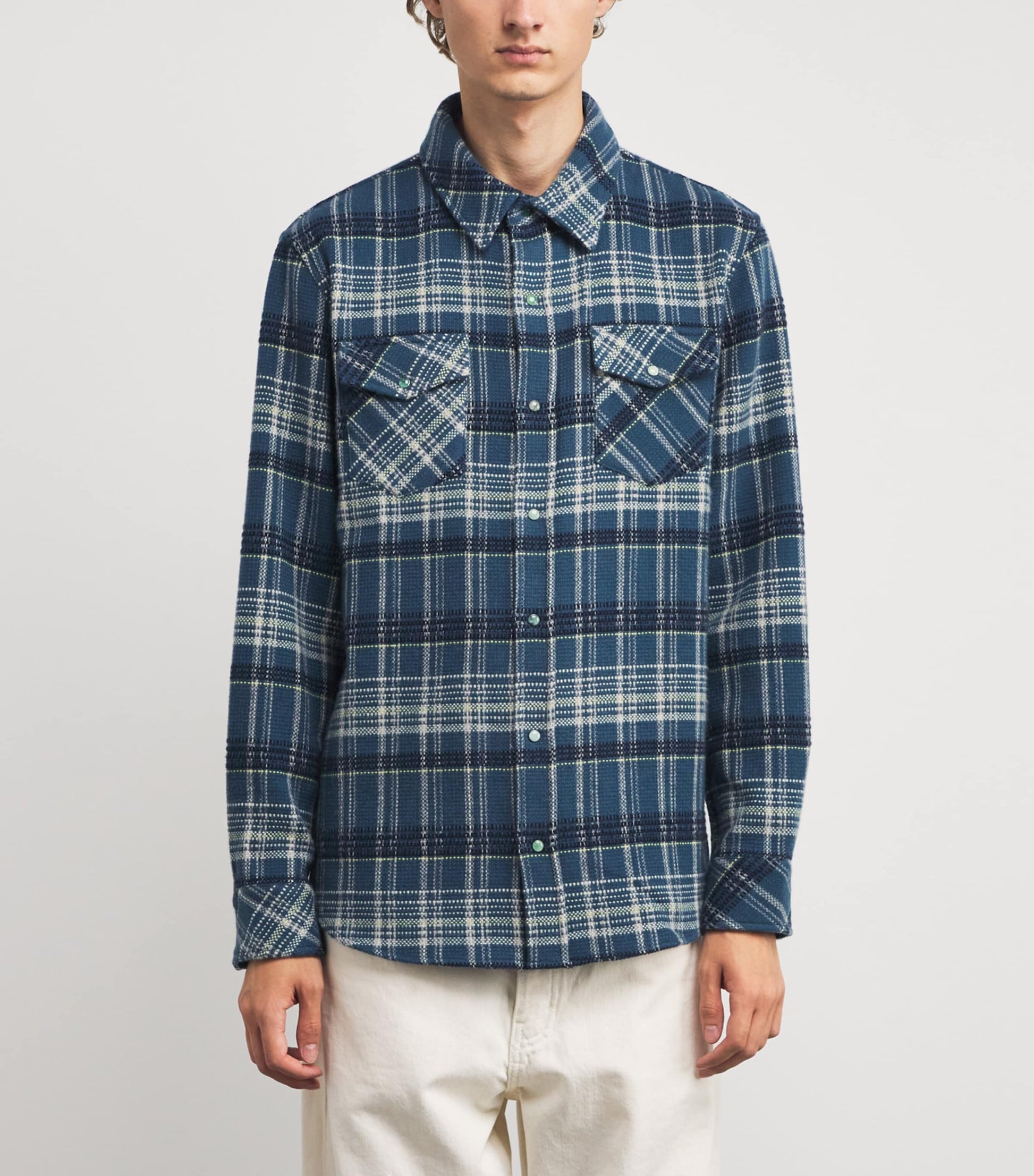 Blue Cashmere Tartan Overshirt