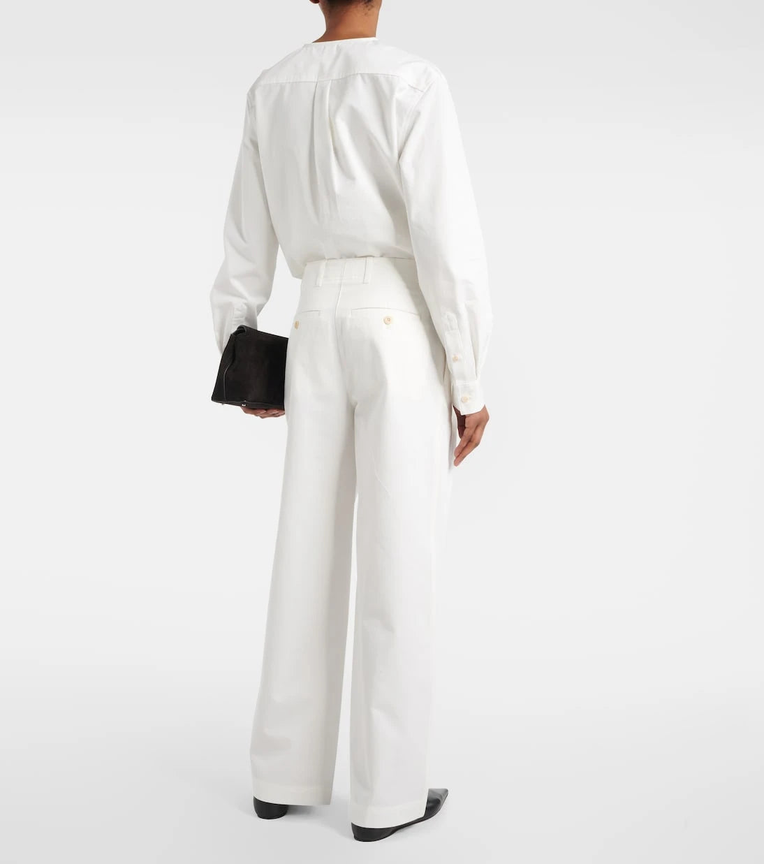 Toteme - High-rise cotton twill wide-leg pants