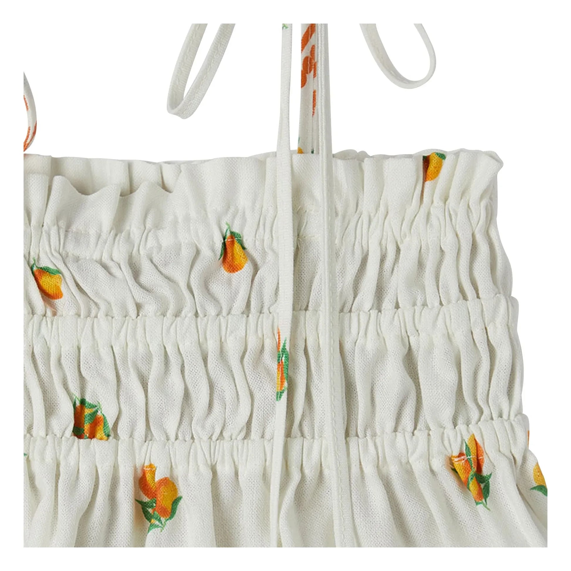 Fabula - Orange Ruched Top | White