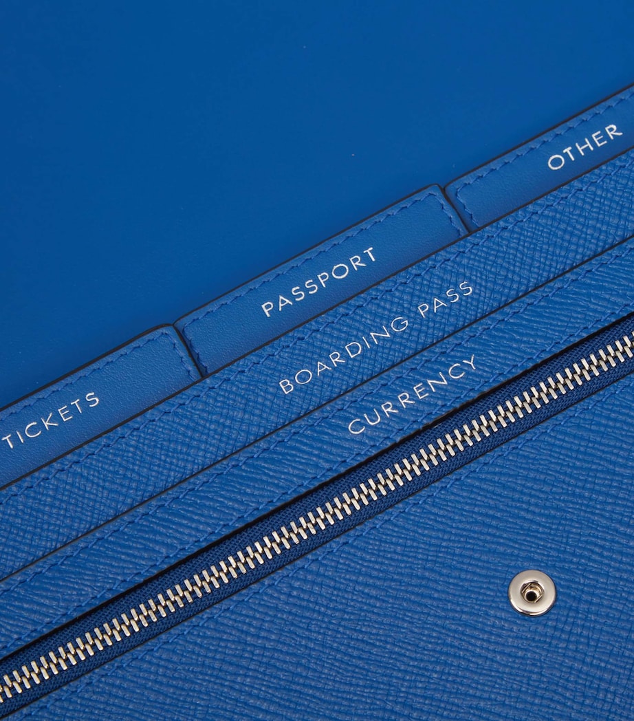 Blue Panama Leather Marshall Travel Wallet