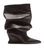 Balmain Black Leather Wedge Ankle Boots 60