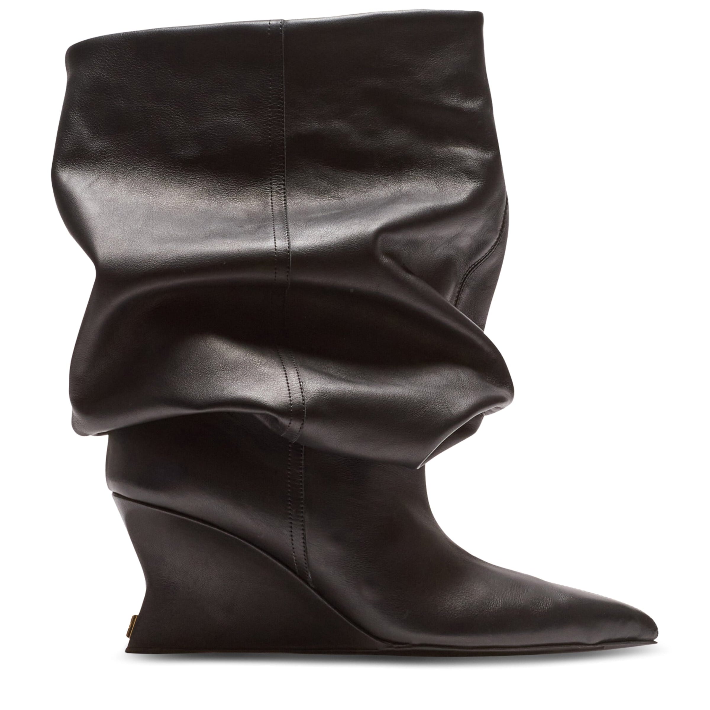 Balmain Black Leather Wedge Ankle Boots 60