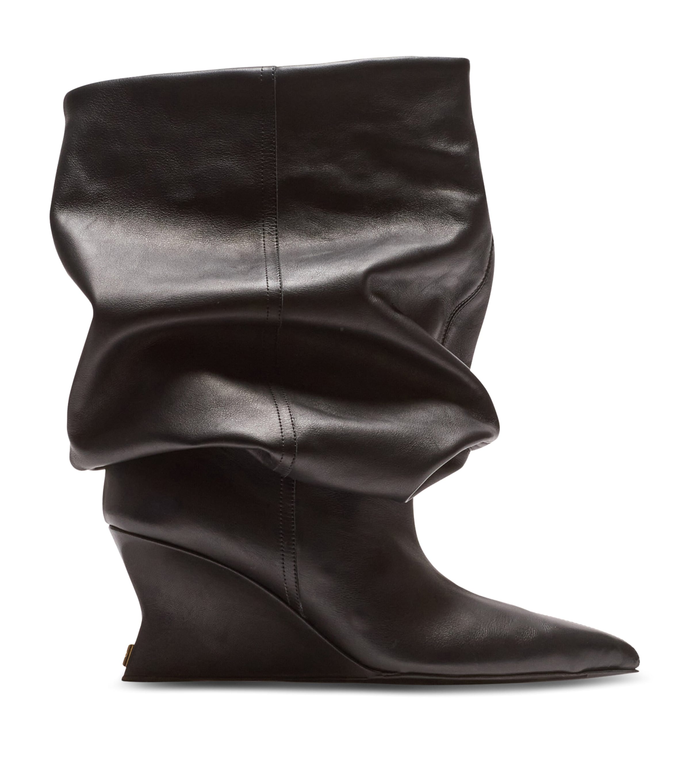 Balmain Black Leather Wedge Ankle Boots 60