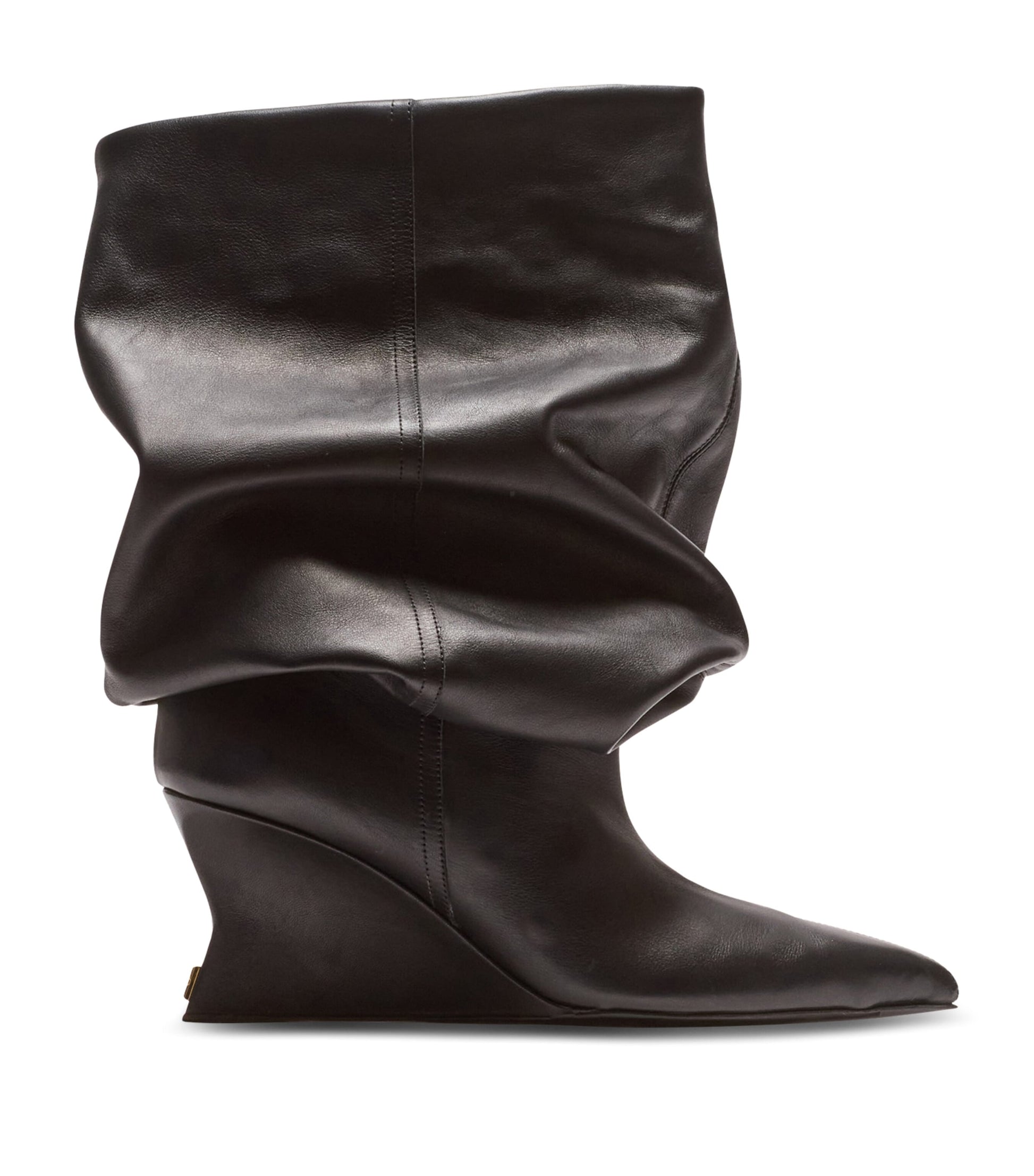Balmain Black Leather Wedge Ankle Boots 60