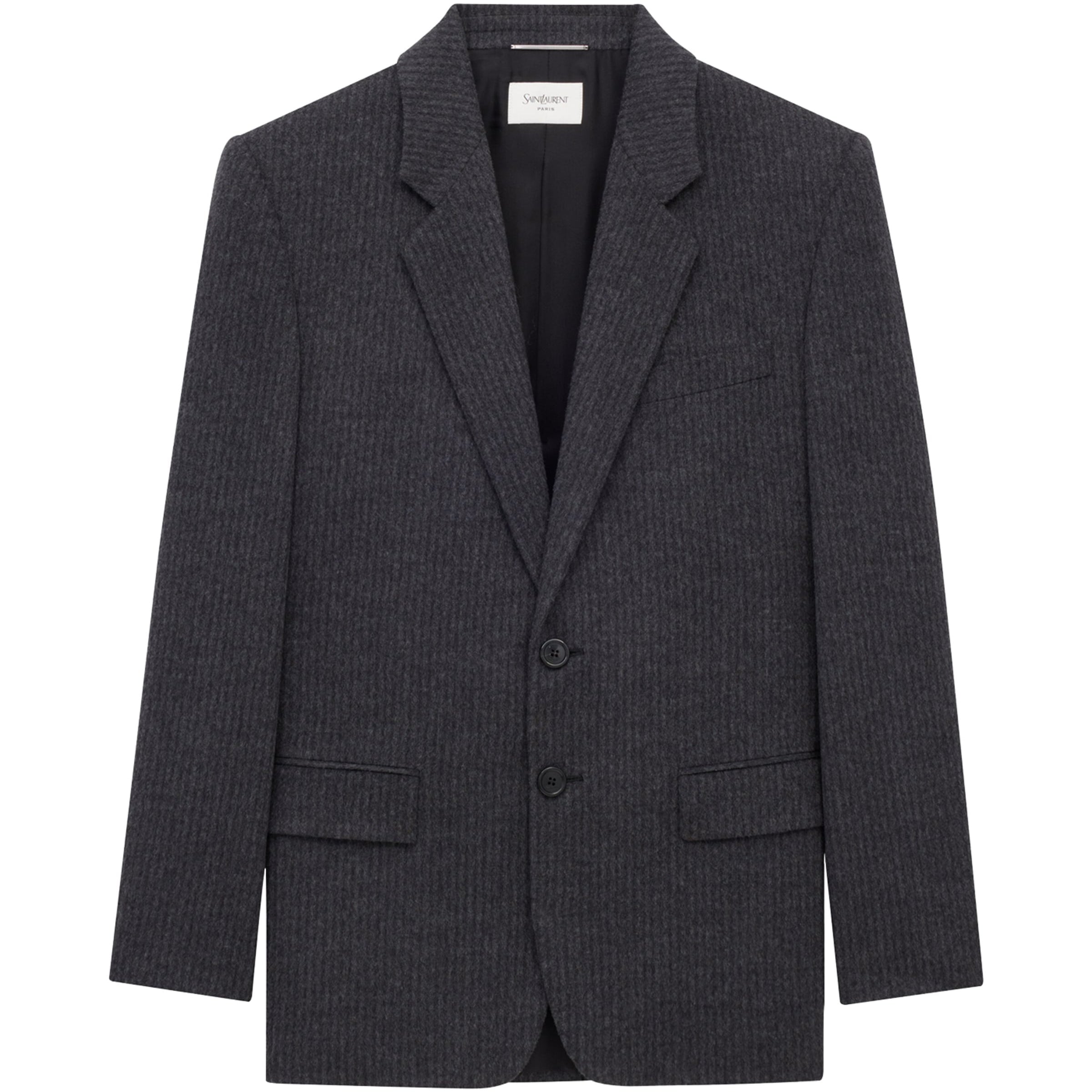 Grey Wool-Cashmere Single-Breasted Jacket