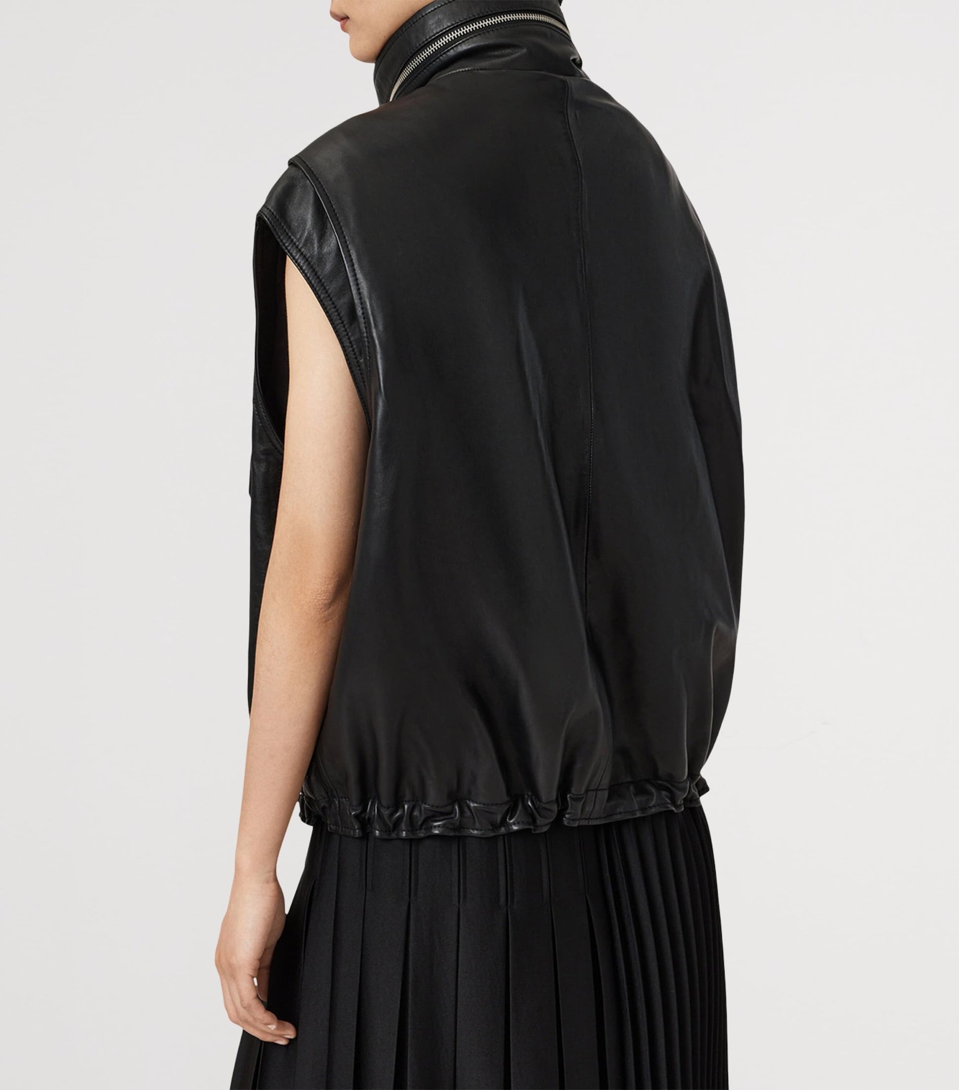 AllSaints Black Lambskin Clay Gilet