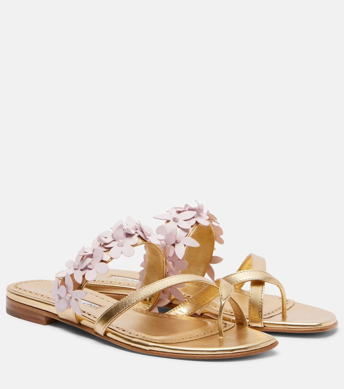 Manolo Blahnik - Fiosa appliqué leather thong sandals