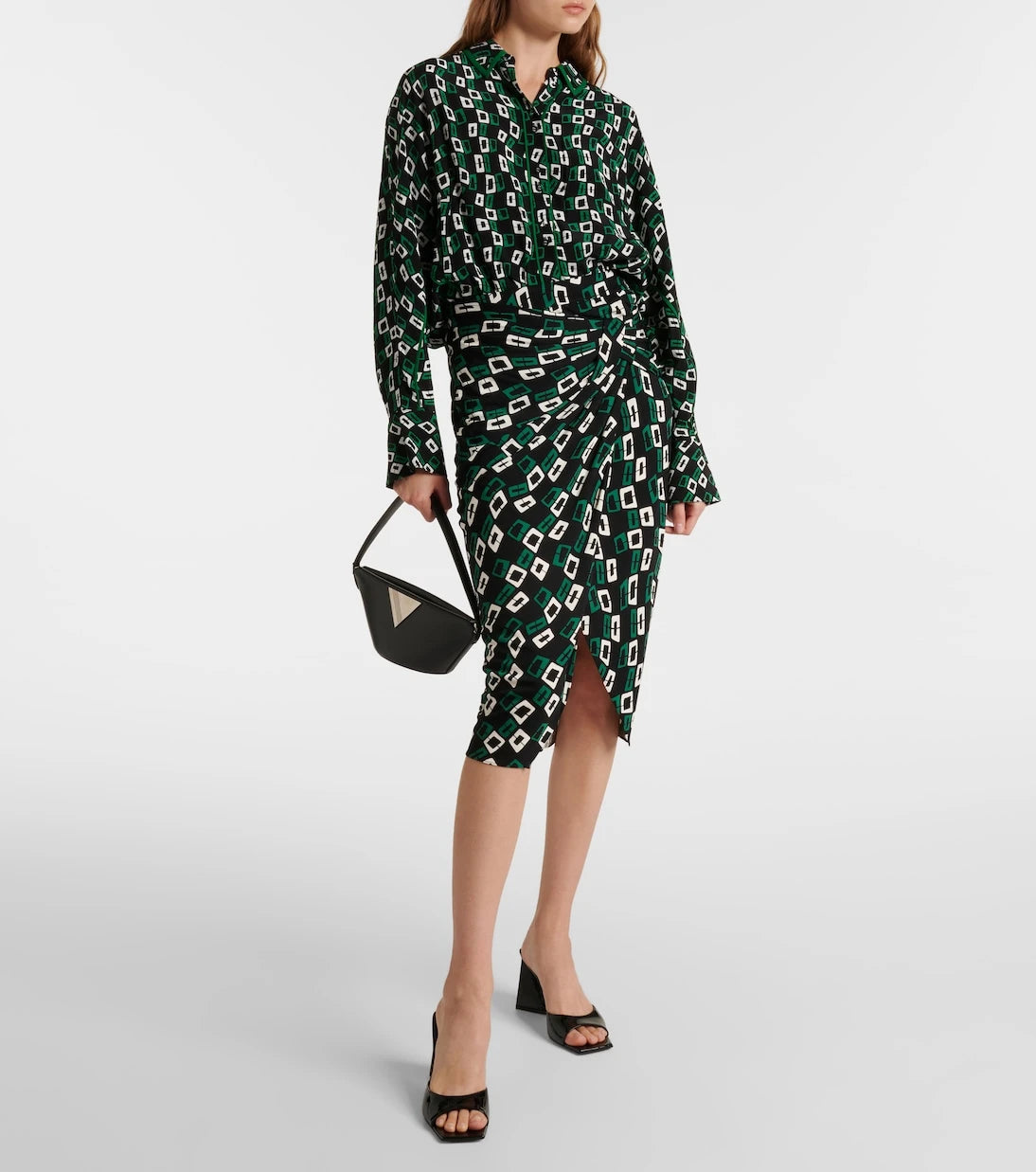 Diane von Furstenberg - Willow printed ruched midi skirt