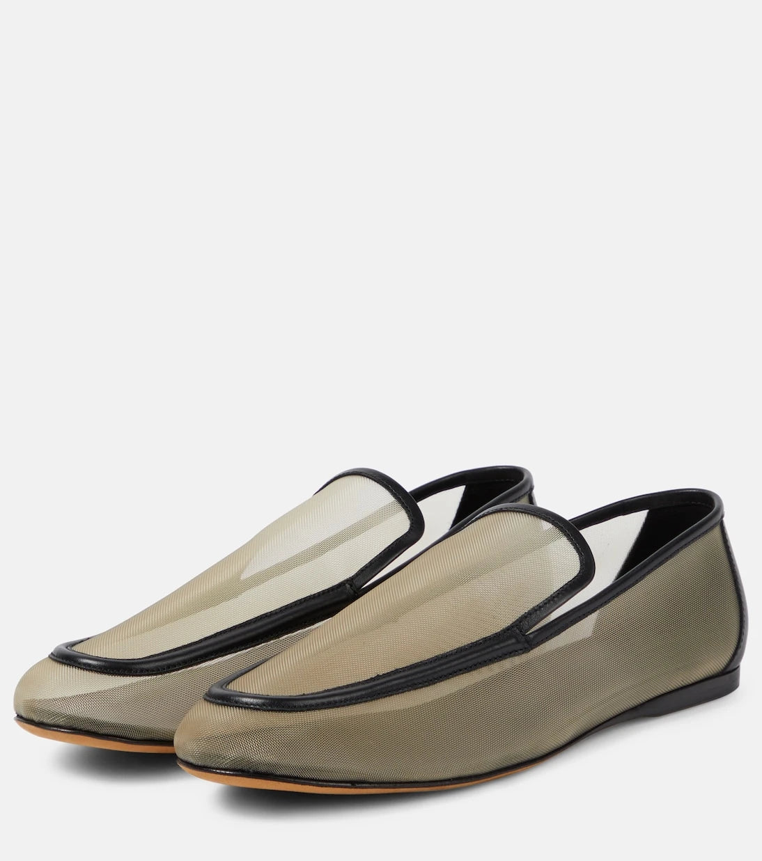 Khaite - Alessia leather-trimmed mesh loafers