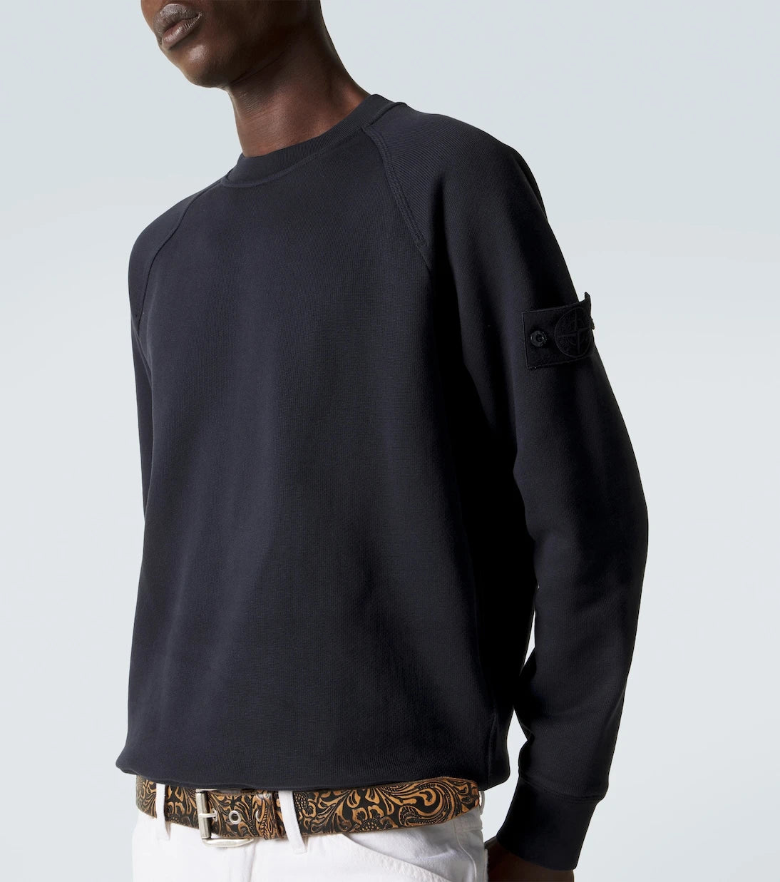 Stone Island - سويت شيرت قطني بقلنسوة بوصلة