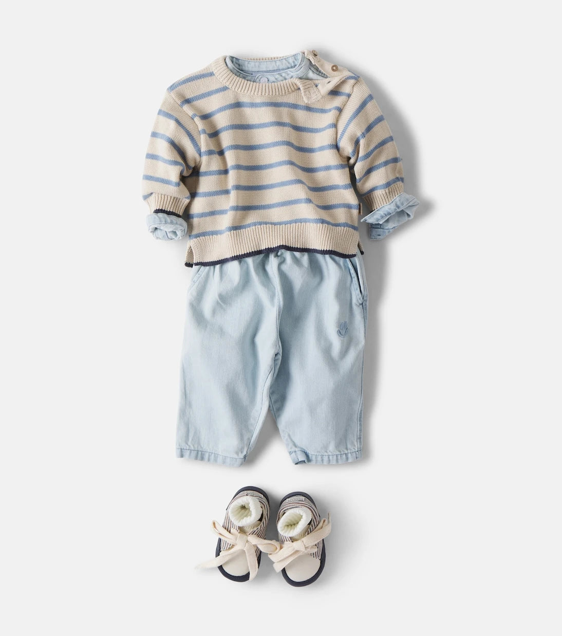 Wheat - Baby Morgan striped cotton sweater