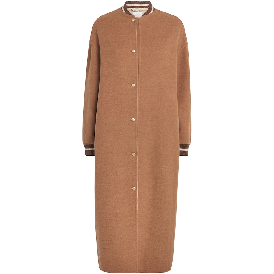 Eleventy Beige Wool Longline Bomber Jacket