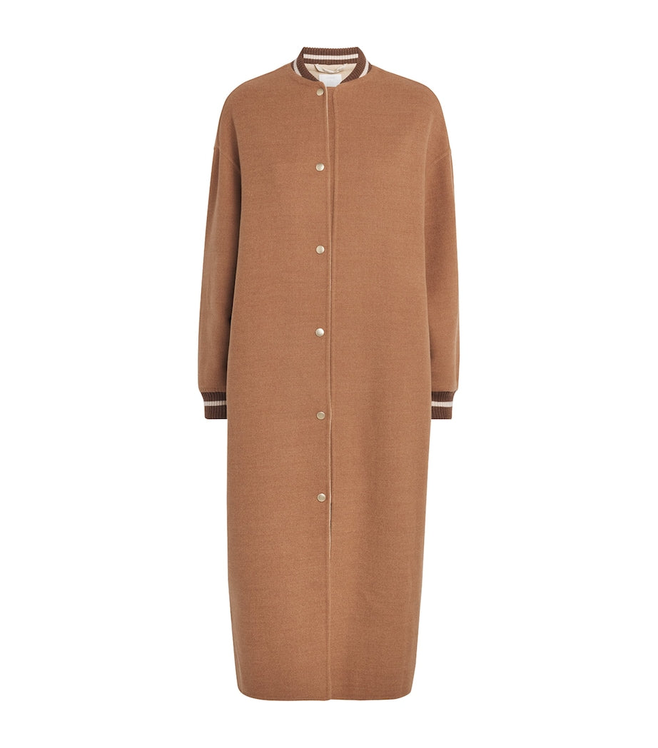 Eleventy Beige Wool Longline Bomber Jacket