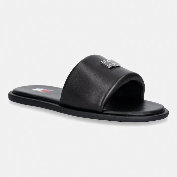 Tommy Jeans düz tabanlı kadın deri terlik TJW SOFT PADDED CASUAL SLIDE
