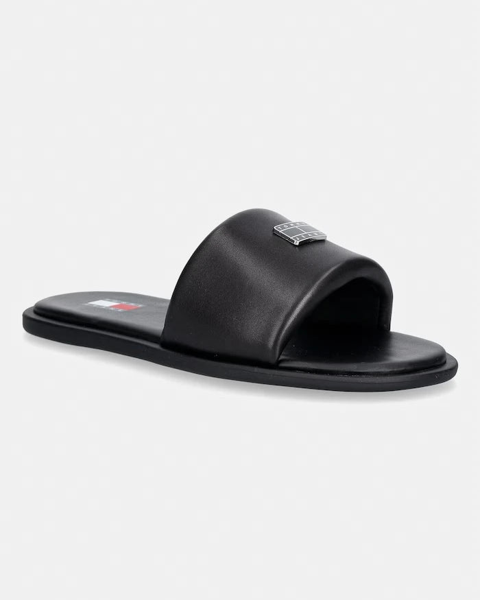 Tommy Jeans düz tabanlı kadın deri terlik TJW SOFT PADDED CASUAL SLIDE