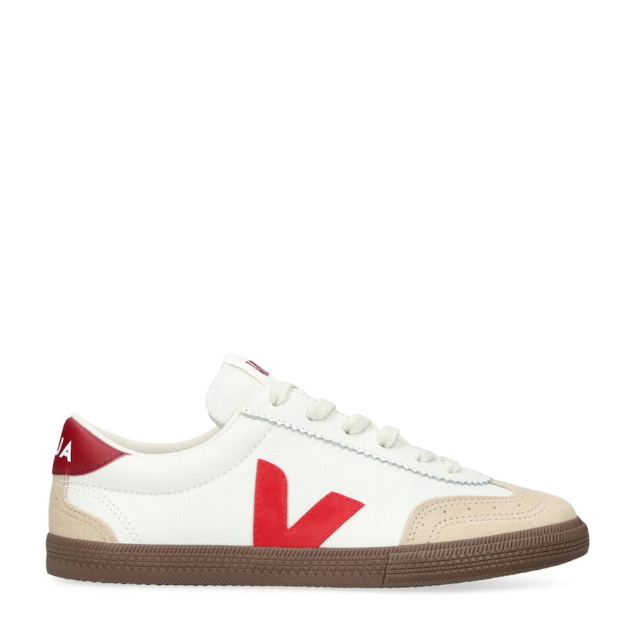 Red Leather Volley Sneakers