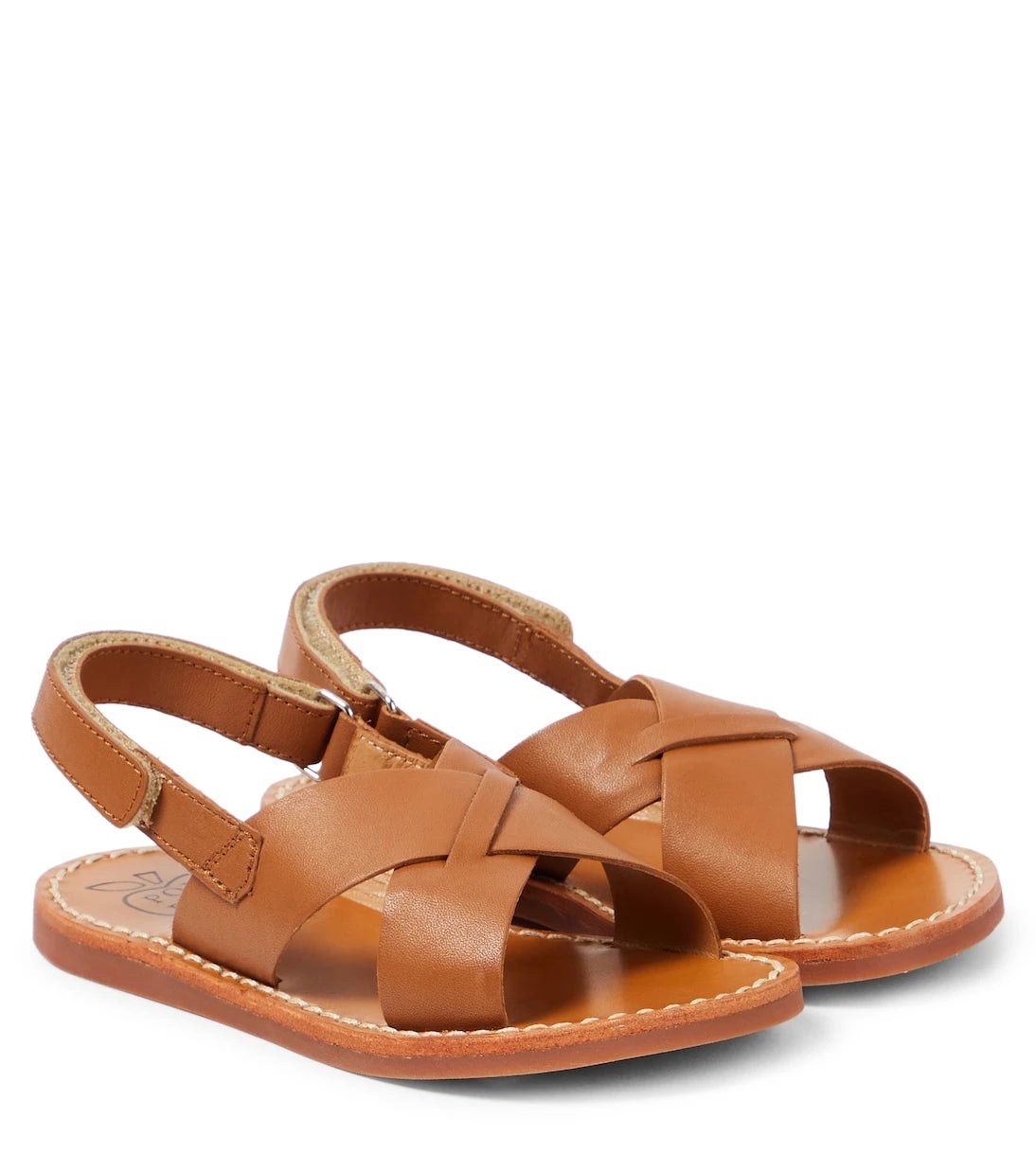 Pom d'Api - Plage-Stitch Cross leather sandals