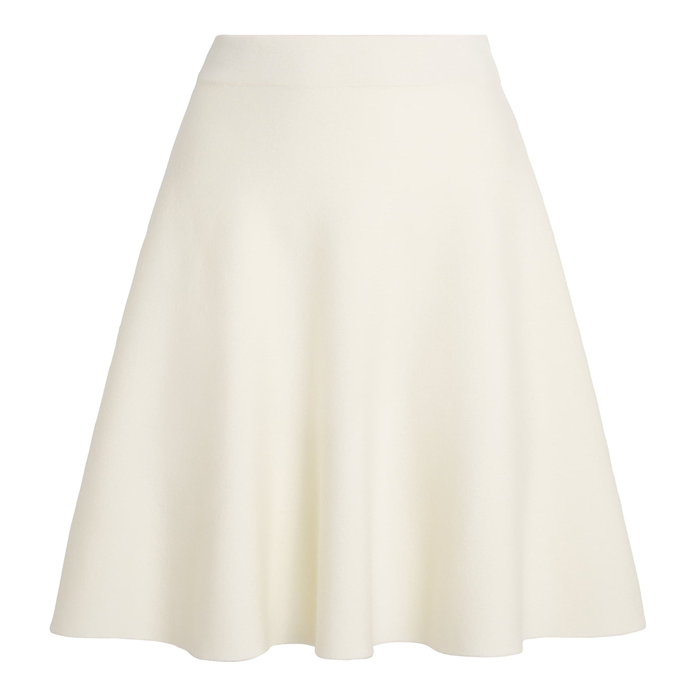 White Virgin Wool Knit Midi Skirt