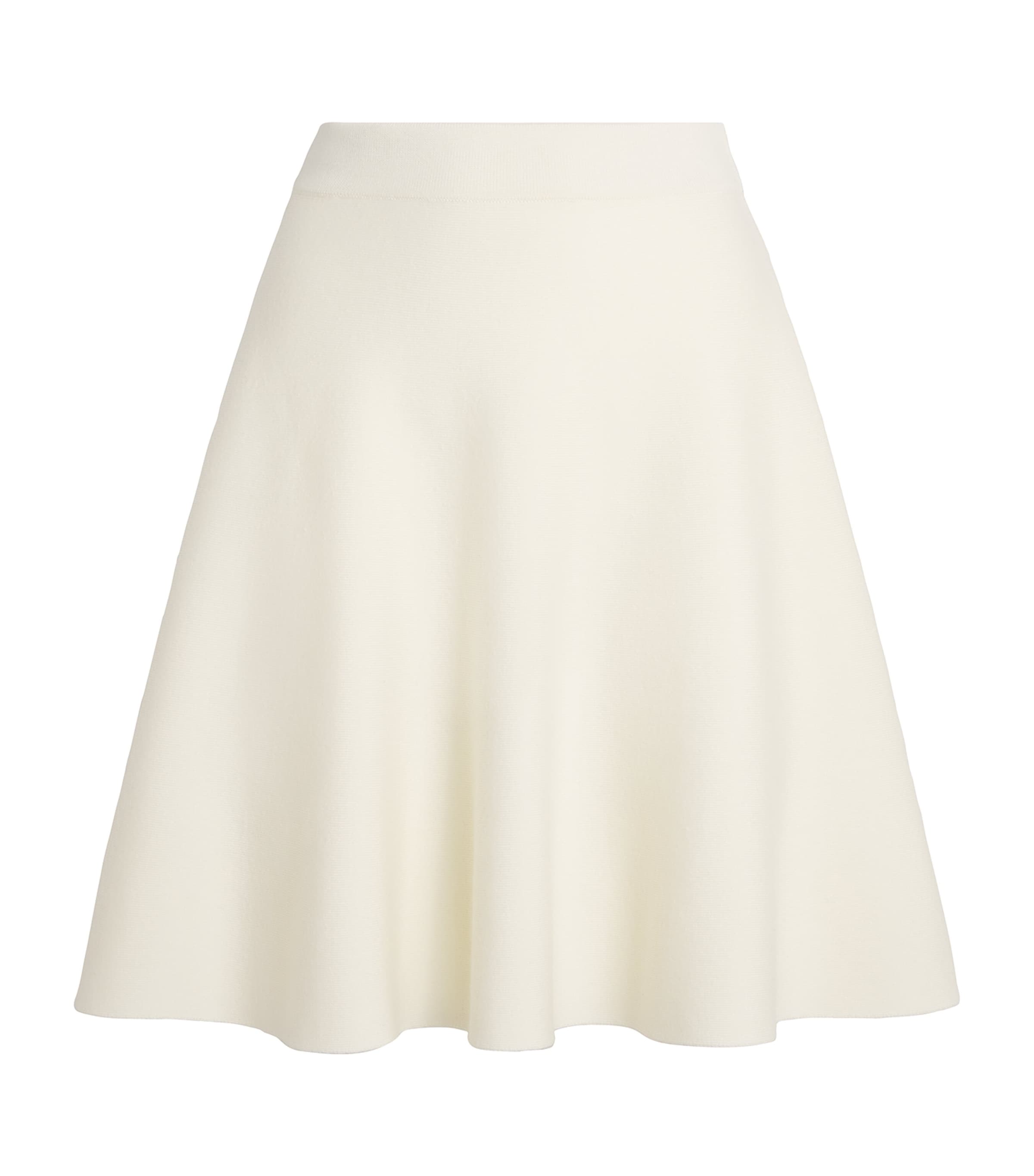 White Virgin Wool Knit Midi Skirt