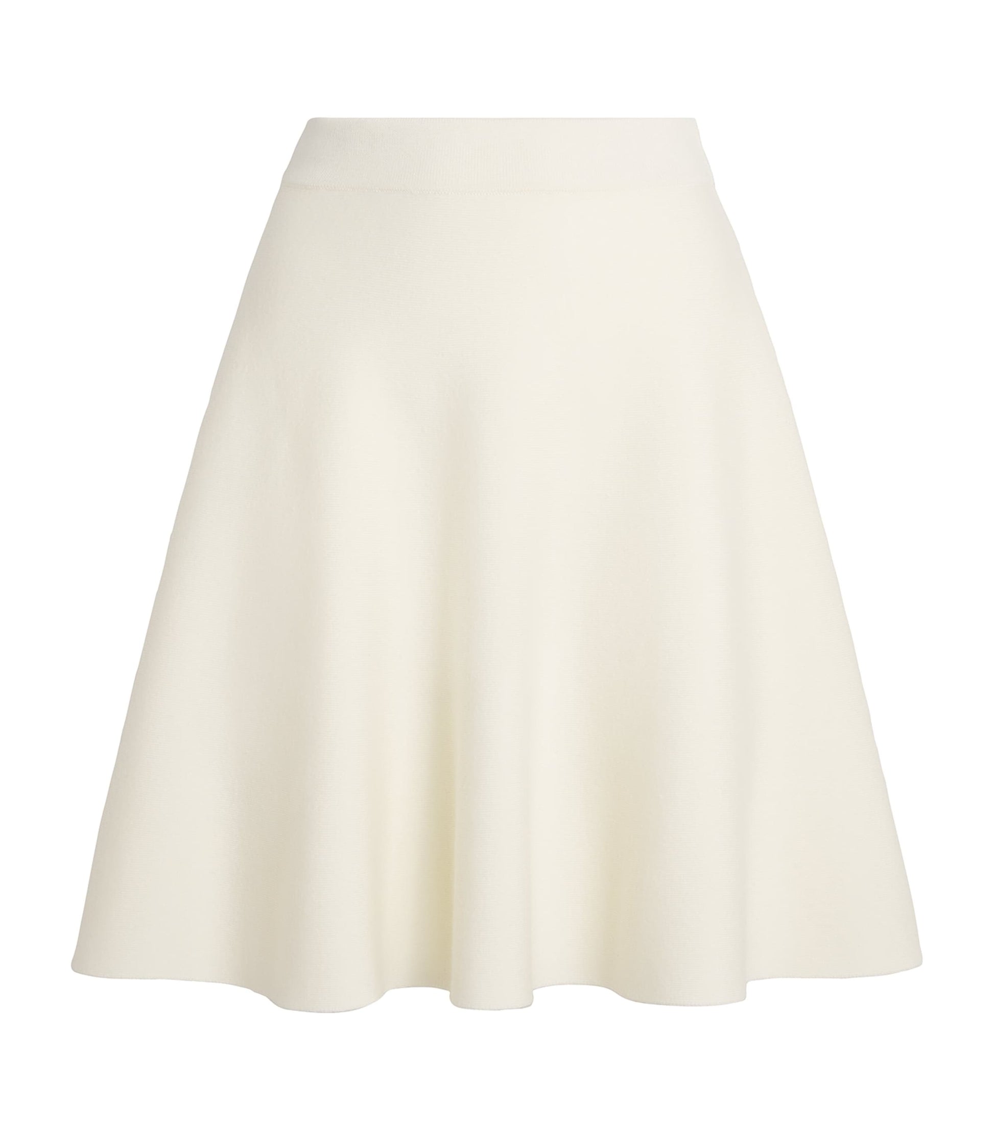 White Virgin Wool Knit Midi Skirt
