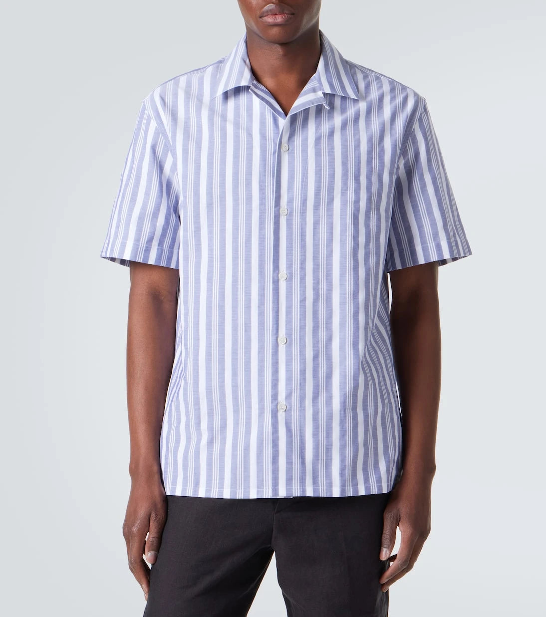 Brioni - Striped cotton poplin bowling shirt