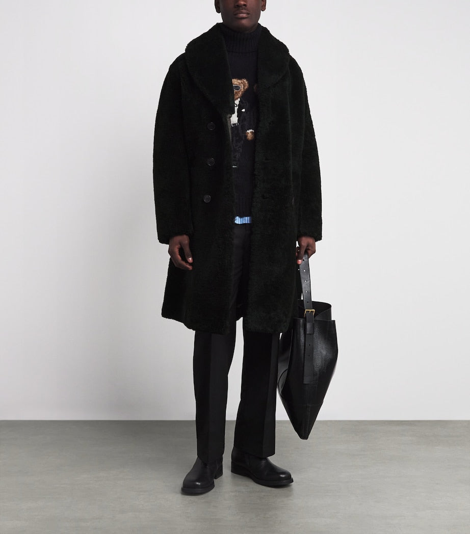 Polo Ralph Lauren Black Shearling Cabot Overcoat