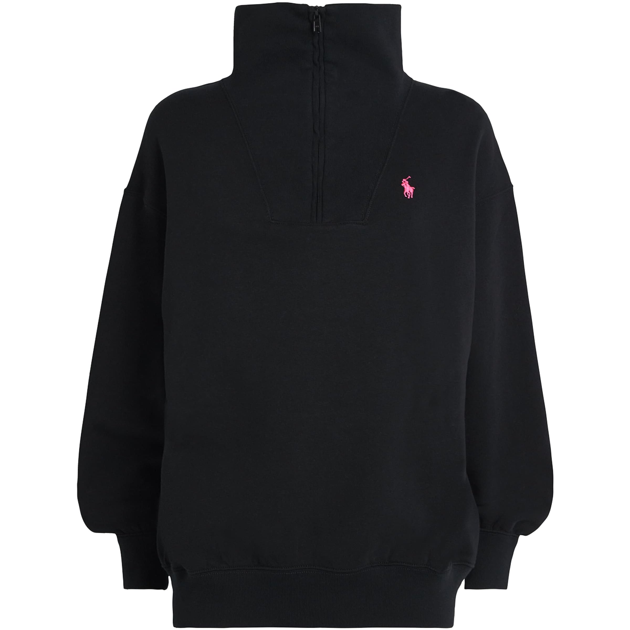 Cotton-Blend Fleece Polo Pony Quarter-Zip Sweater