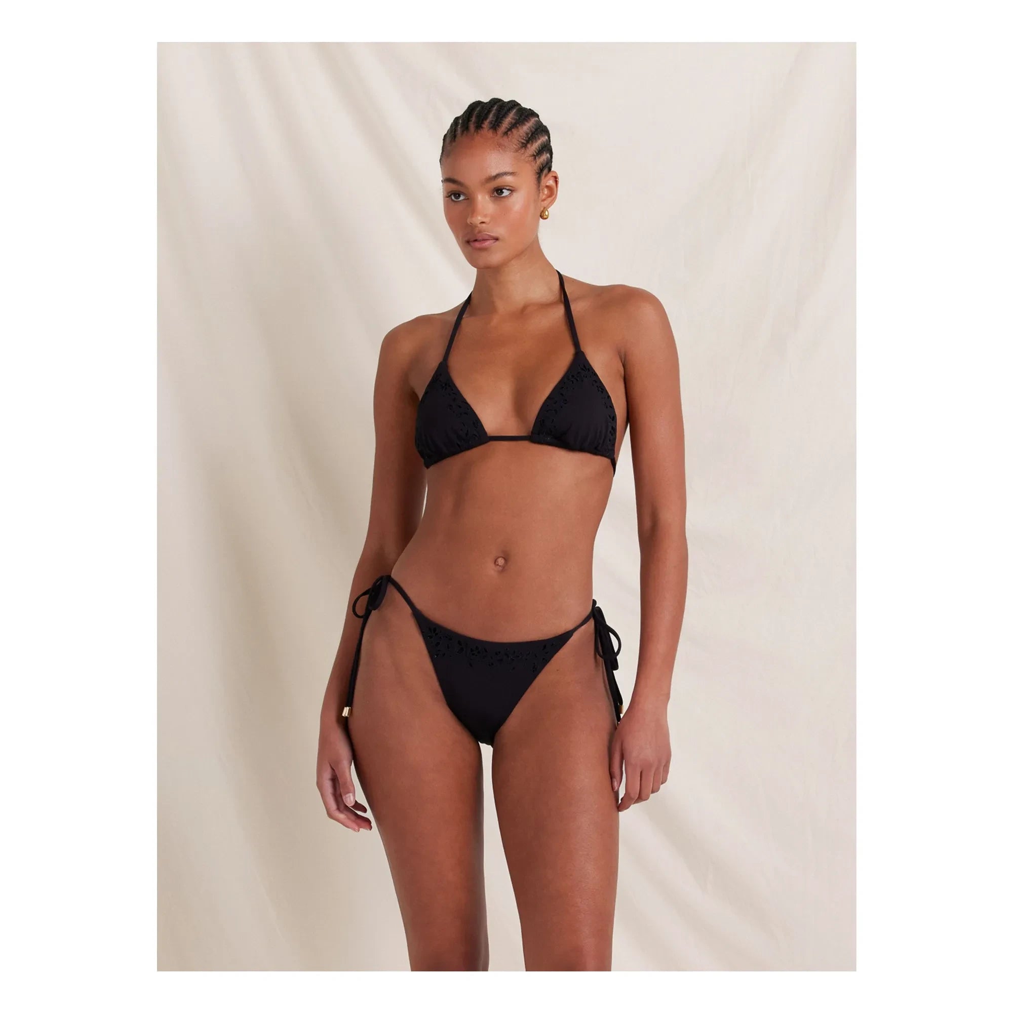 Peony - Memoir Embroidered Recycled Fibers Jersey Bottom | Black