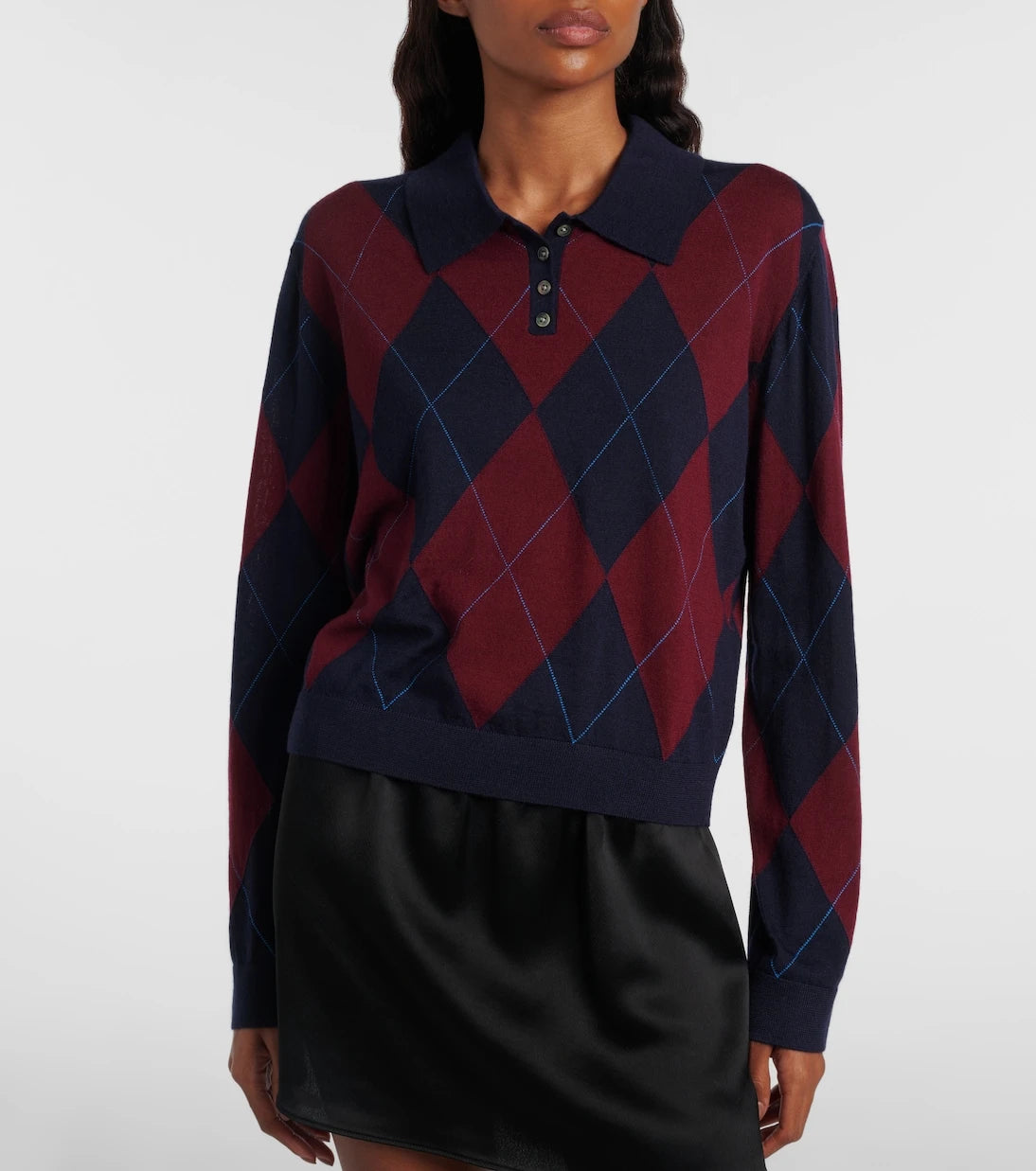 Leset - James argyle wool polo sweater