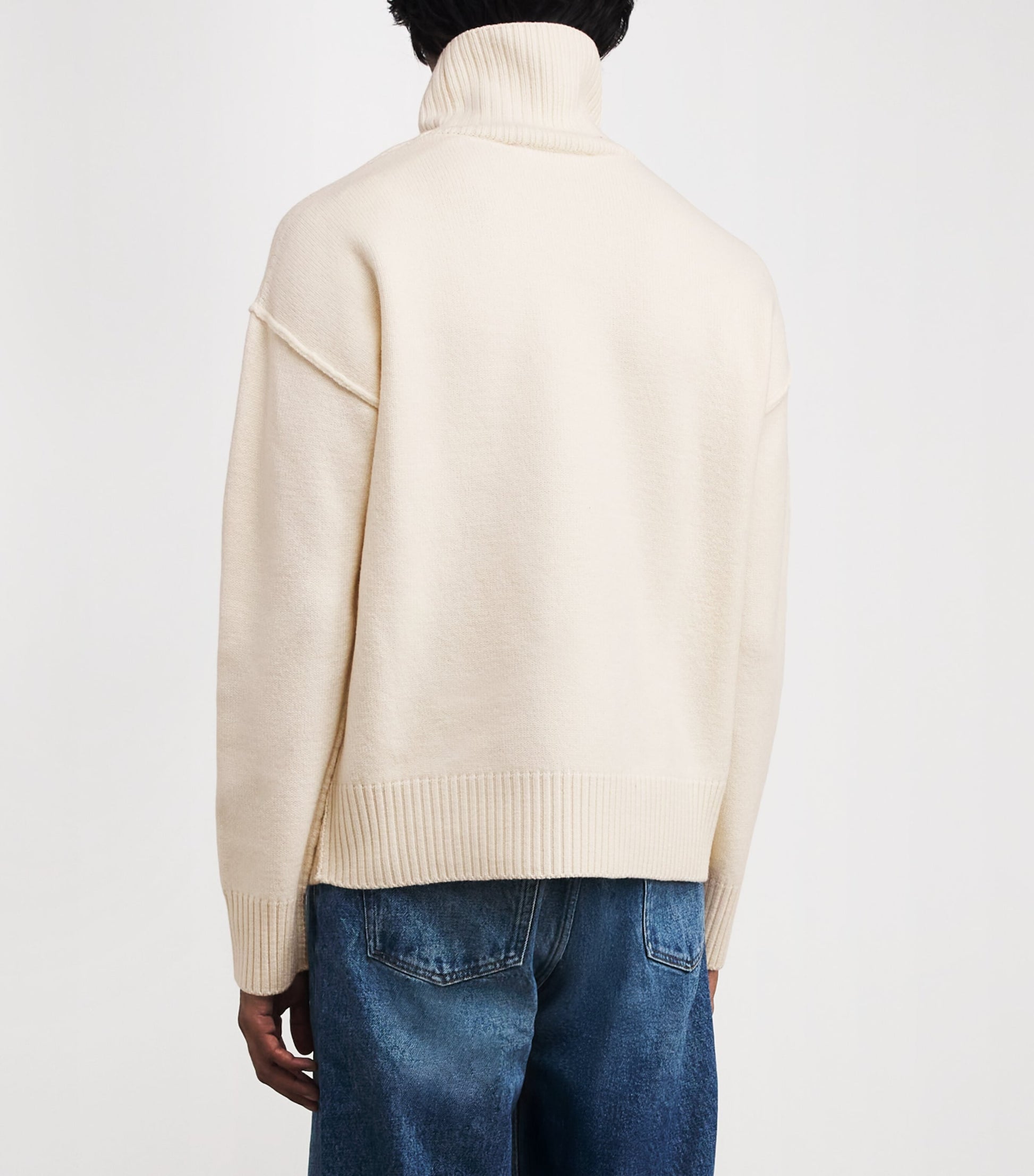 Virgin Wool Ami de Coeur Funnel-Neck Sweater