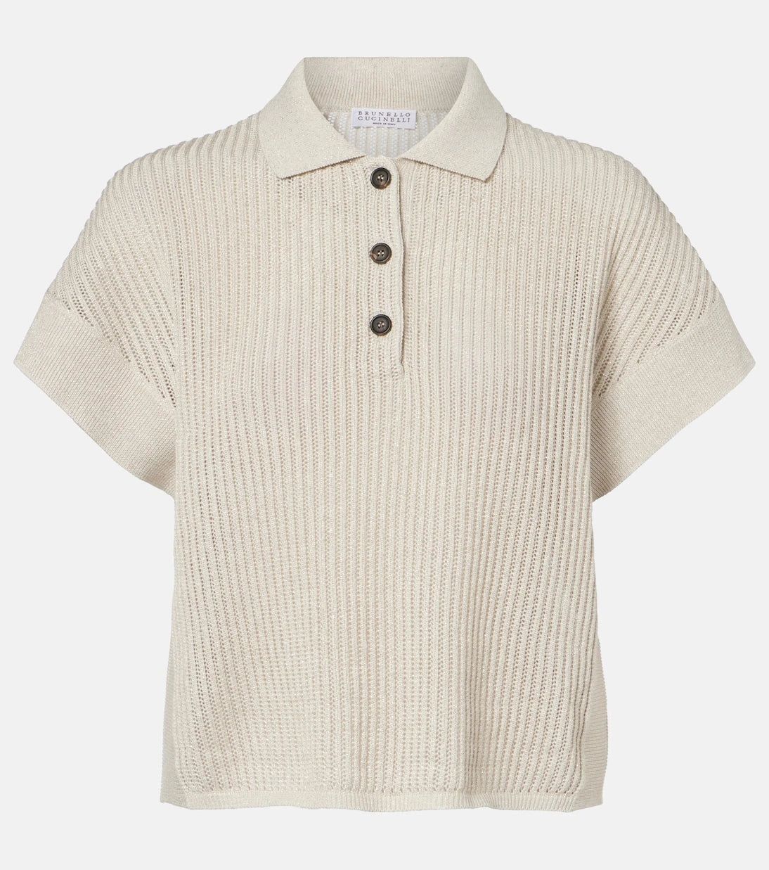 Brunello Cucinelli - Cotton-blend lamé polo shirt