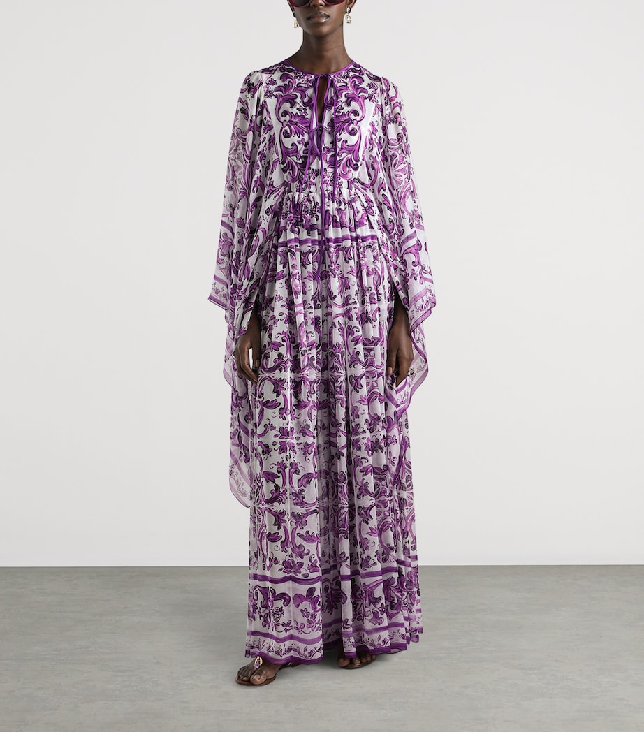 Dolce & Gabbana Multi Silk Majolica Print Kaftan Dress