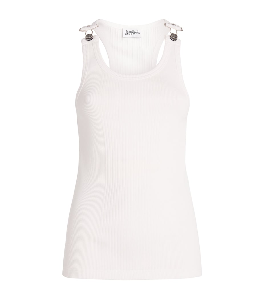 Jean Paul Gaultier White Cotton Buckle-Detail Tank Top