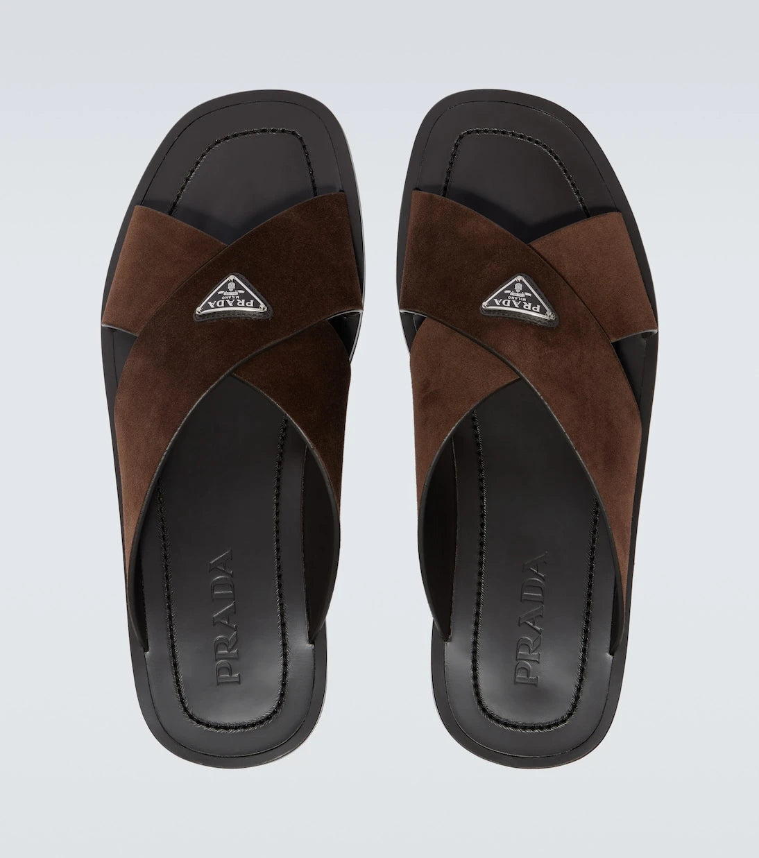 Prada - Logo suede and leather sandals