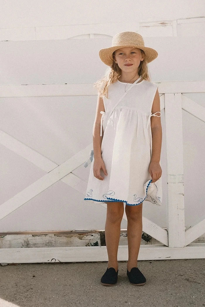 Tinycottons SWANS BOWS DRESS Çocuk Keten Elbise