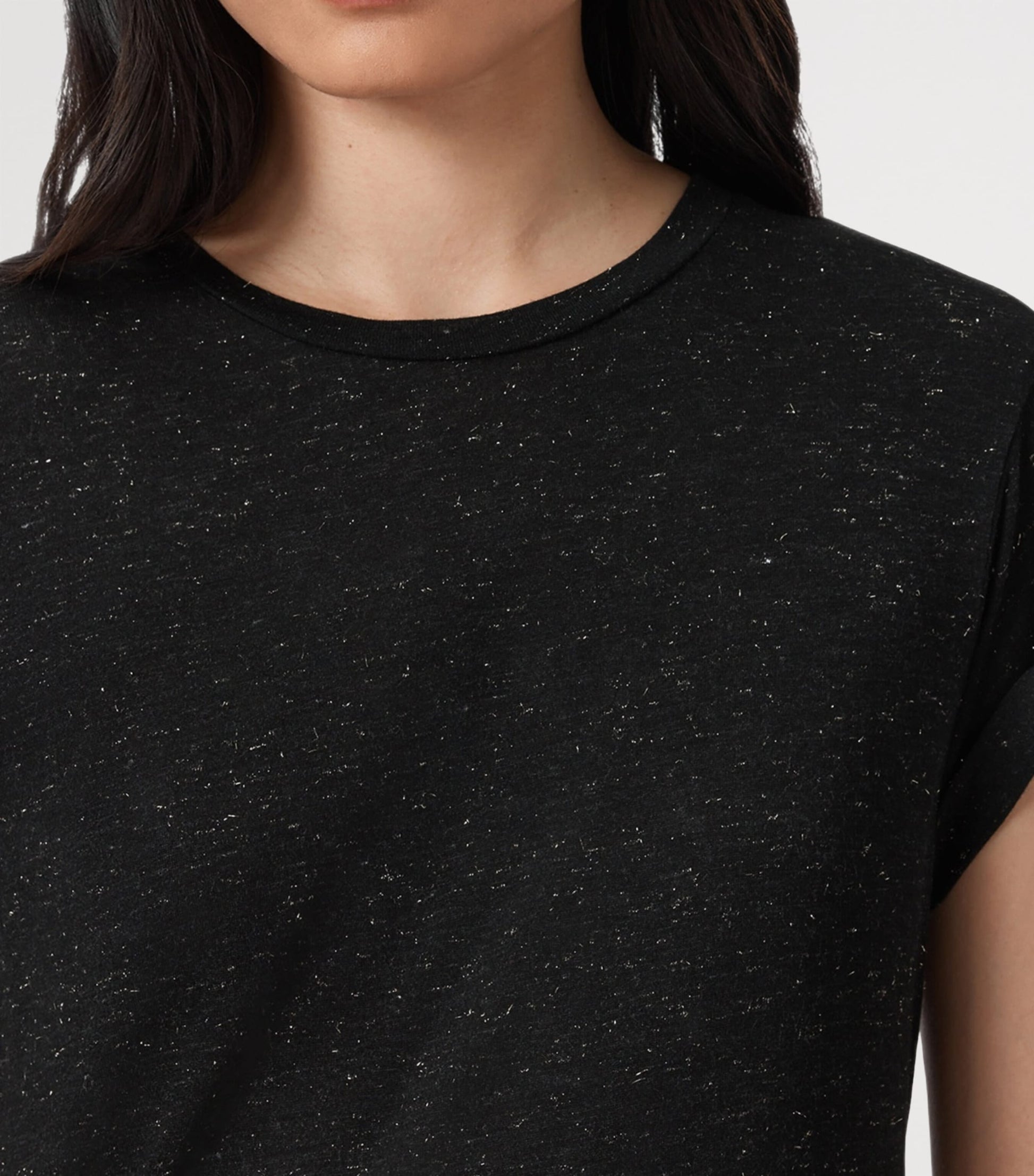 AllSaints Black Anna Shimmer T-Shirt
