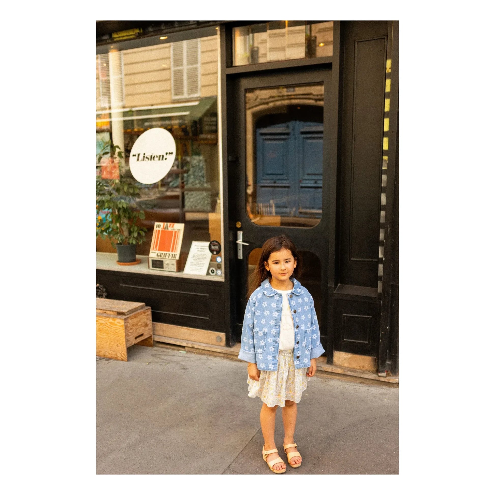 Louis Louise - Brown Denim Jacket Flowers | Light Blue