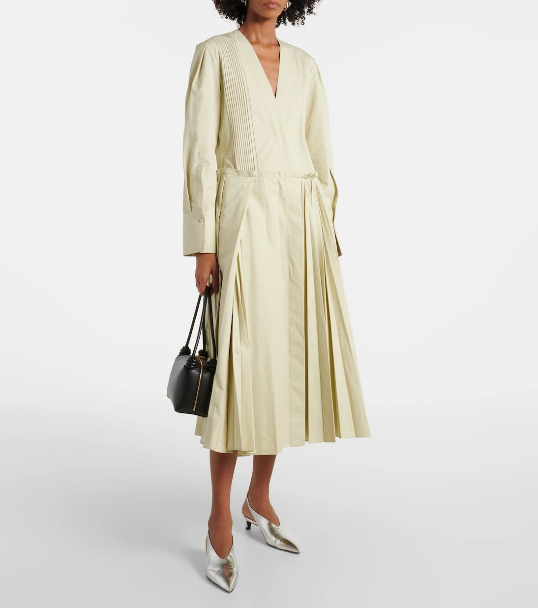 Jil Sander - Pleated cotton poplin midi dress